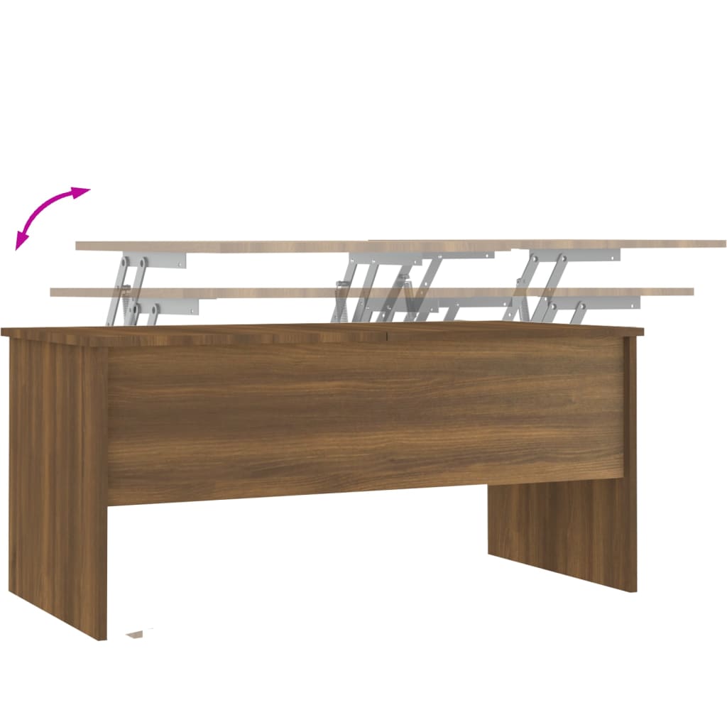 Coffee table, brown oak, 102x50.5x46.5 cm, processed wood