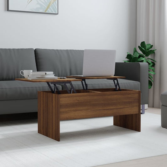 Coffee table, brown oak, 102x50.5x46.5 cm, processed wood