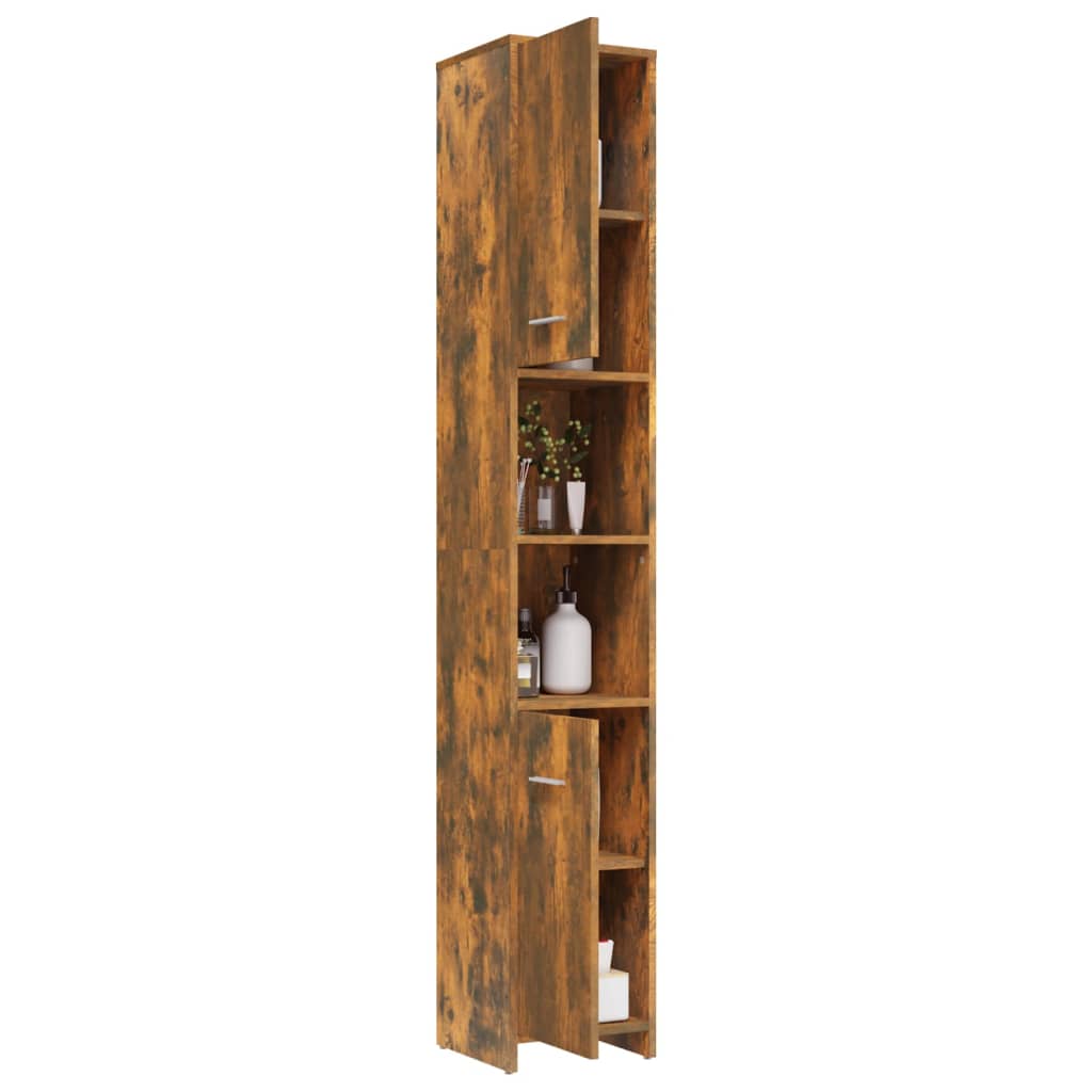 Bathroom cabinet, smoky oak, 30x30x183.5 cm, processed wood