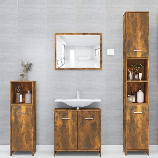 Bathroom cabinet, smoky oak, 30x30x183.5 cm, processed wood