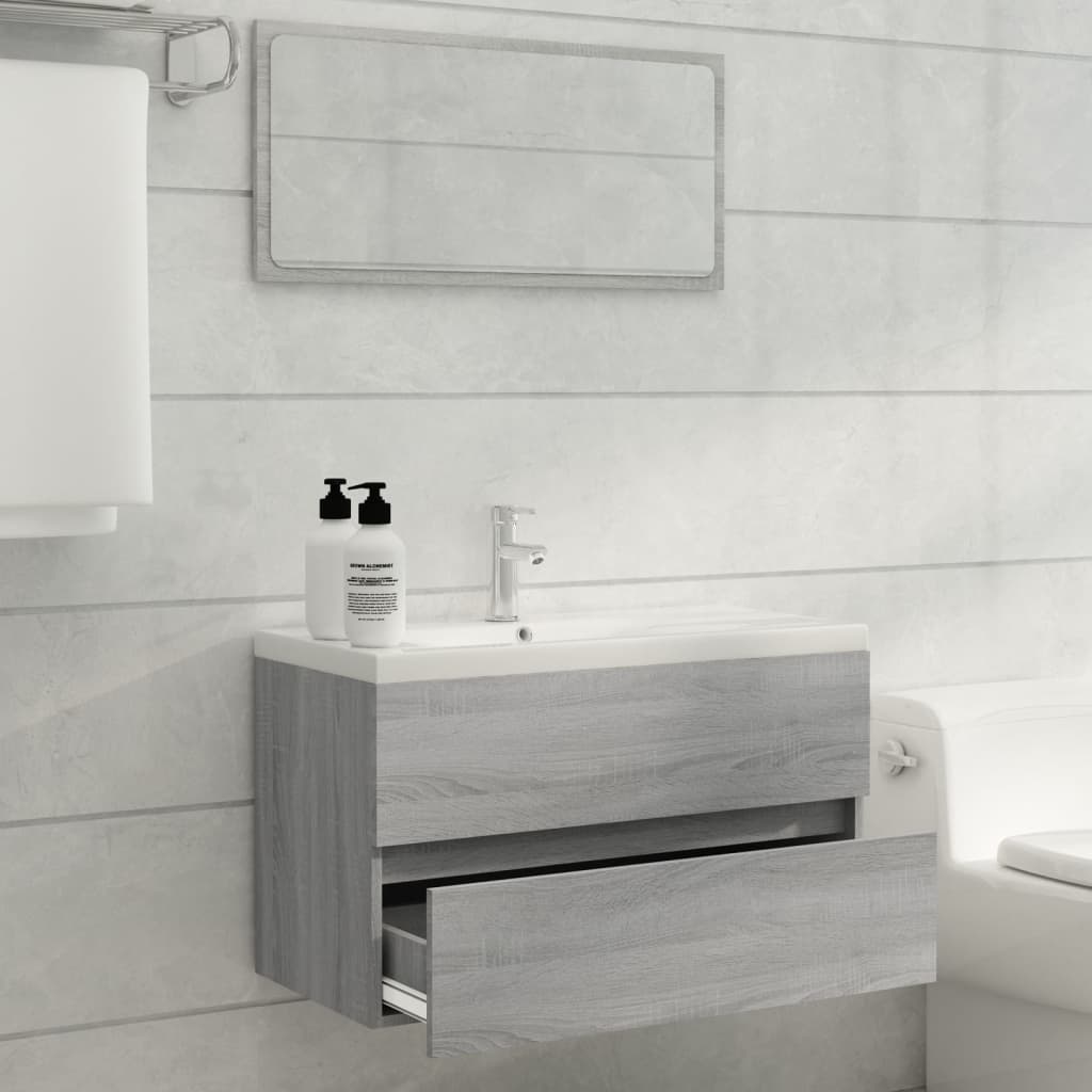 Bathroom furniture set, 2 pieces, sonoma gray, processed wood