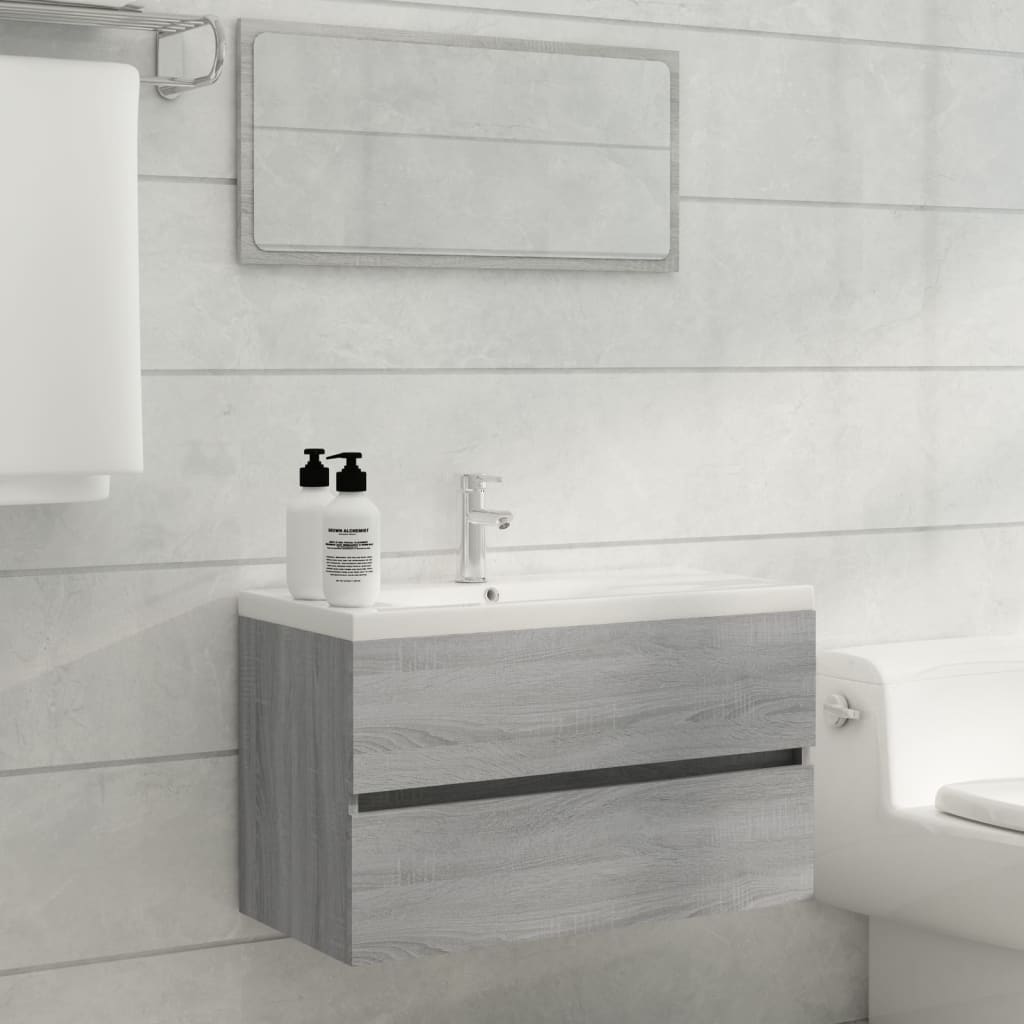 Bathroom furniture set, 2 pieces, sonoma gray, processed wood
