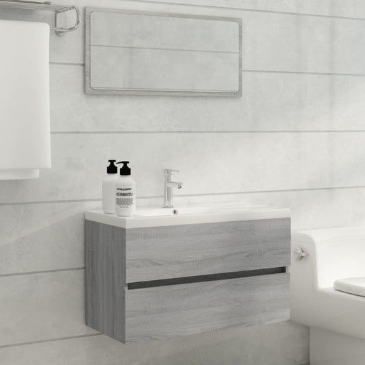 Bathroom furniture set, 2 pieces, sonoma gray, processed wood