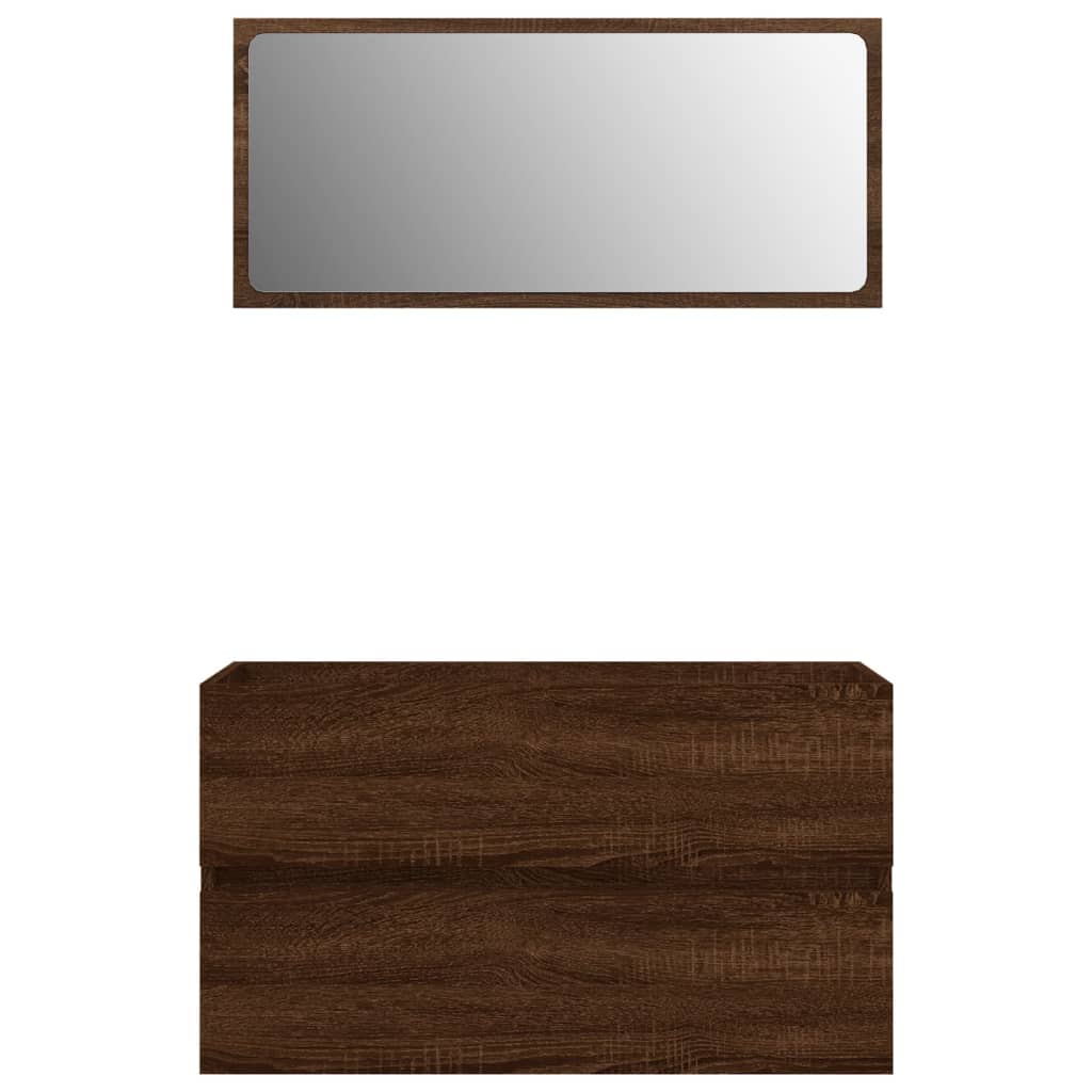 Bathroom furniture set, 2 pieces, brown oak, processed wood