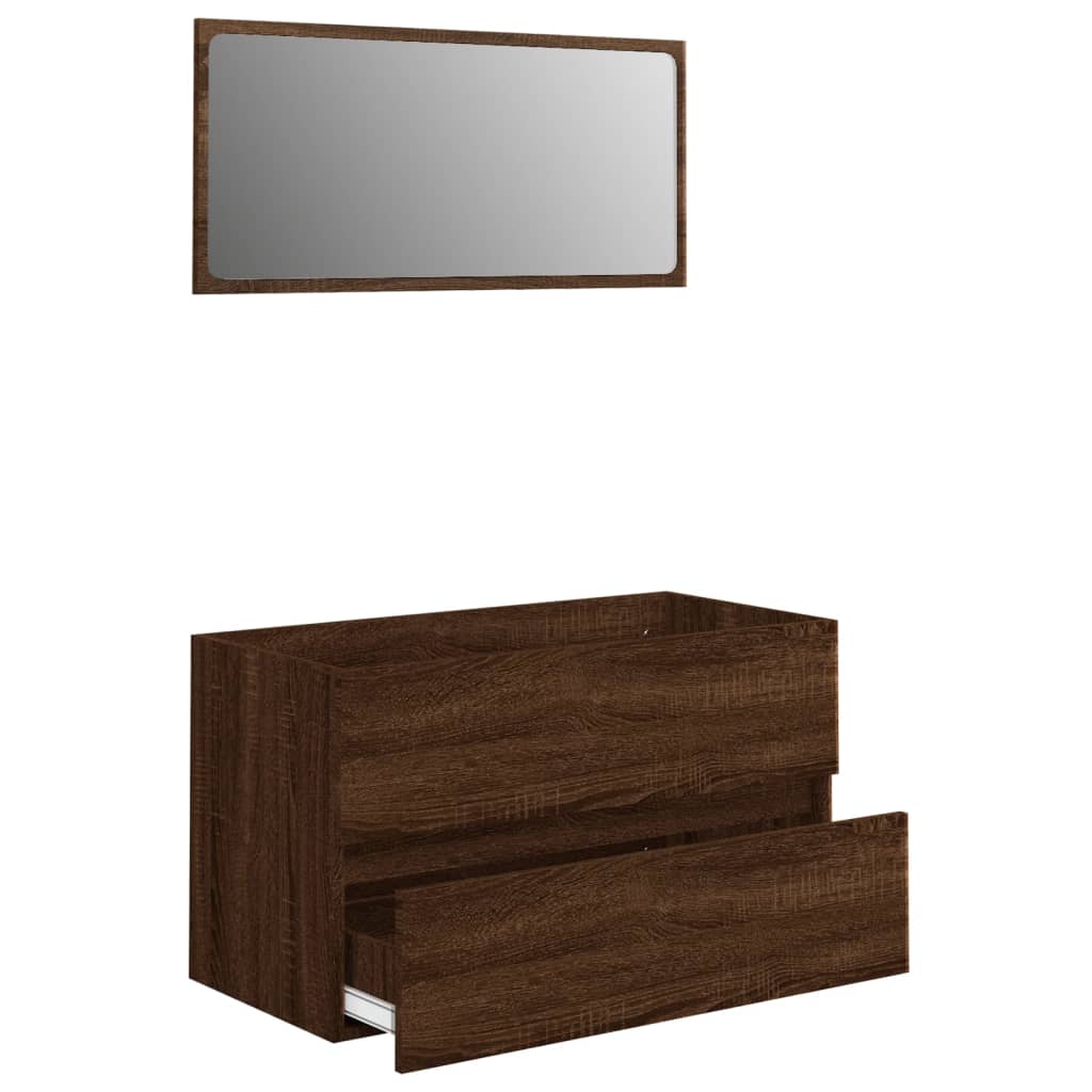 Bathroom furniture set, 2 pieces, brown oak, processed wood