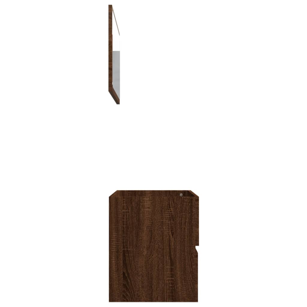 Bathroom furniture set, 2 pieces, brown oak, processed wood