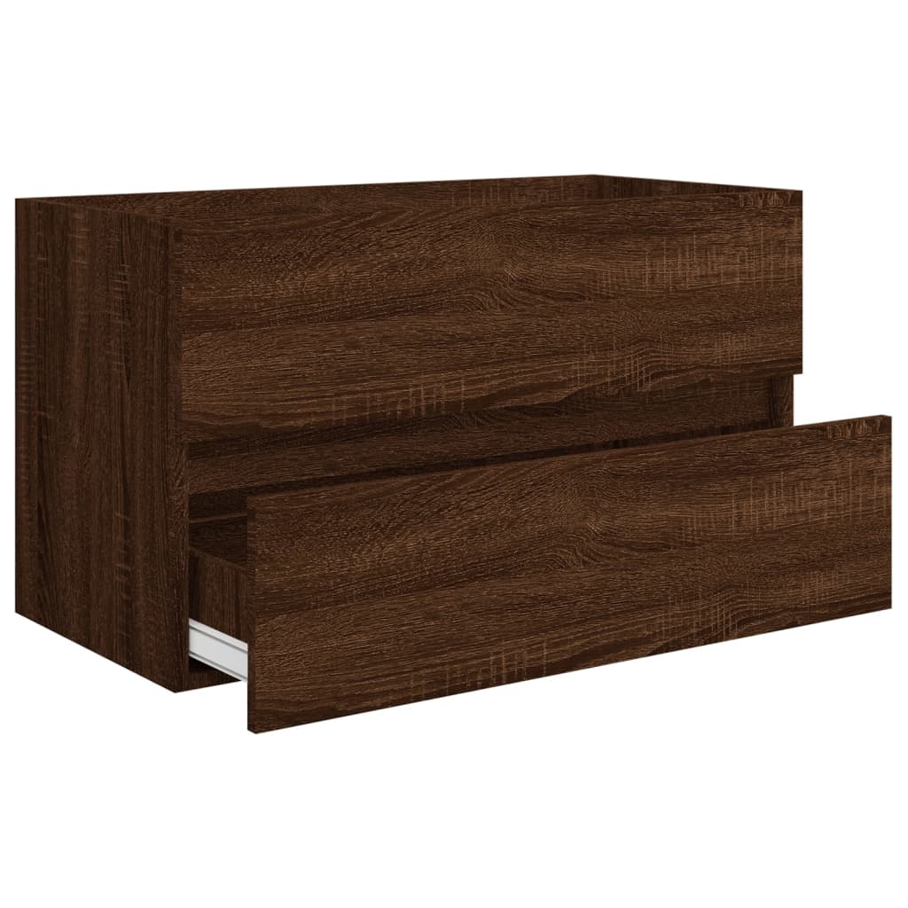 Bathroom furniture set, 2 pieces, brown oak, processed wood