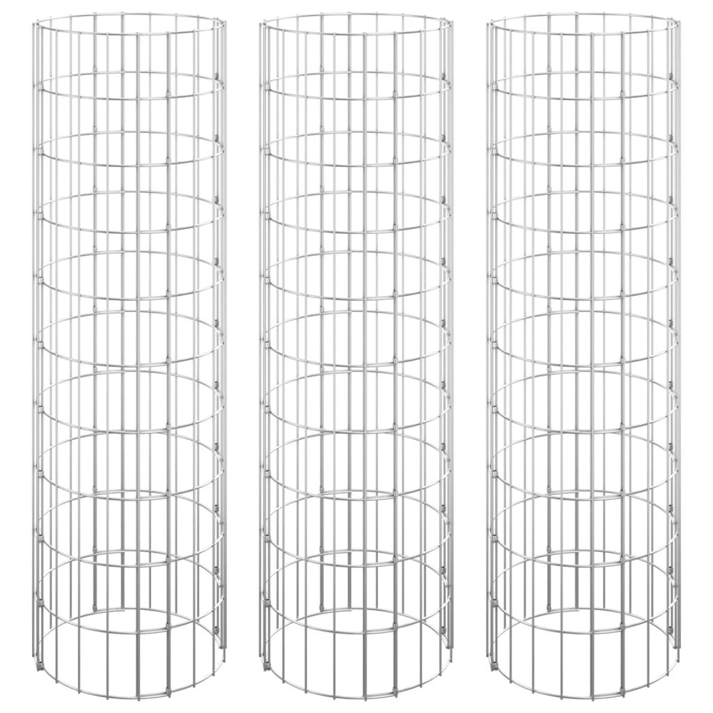 Strat înălțat gabion 3 buc. Ø30x100 cm oțel galvanizat circular
