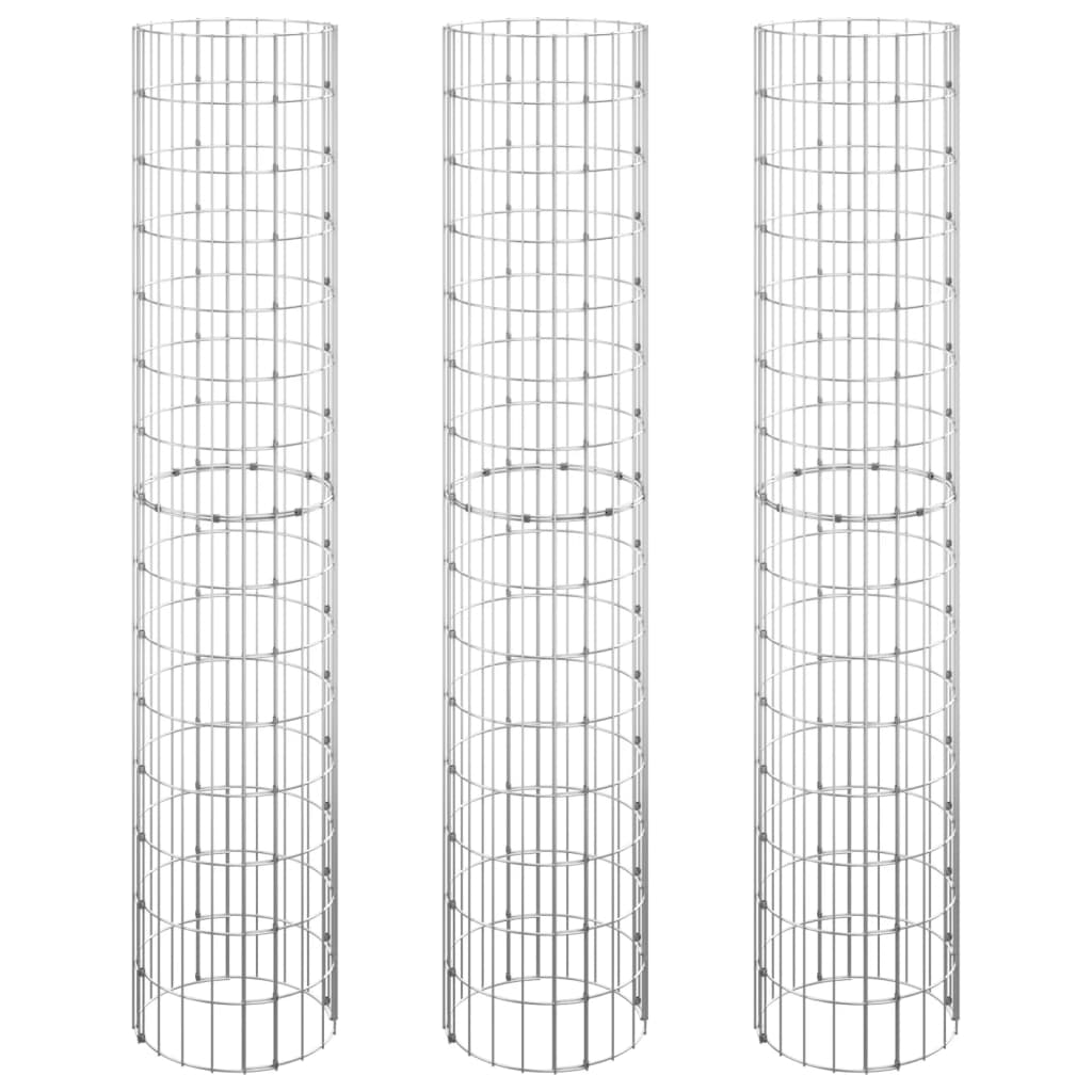 Strat înălțat gabion 3 buc. Ø30x150 cm oțel galvanizat circular