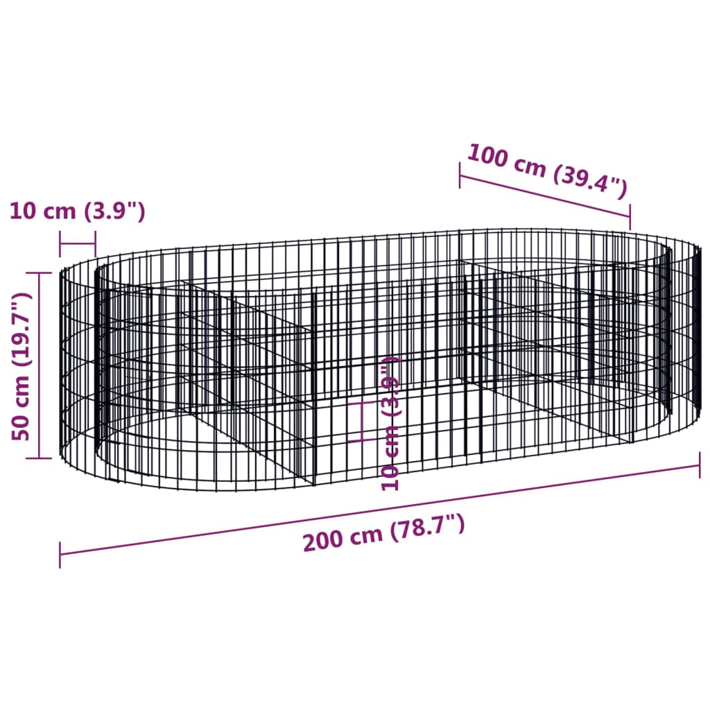 Strat înălțat gabion, 200x100x50 cm, fier galvanizat
