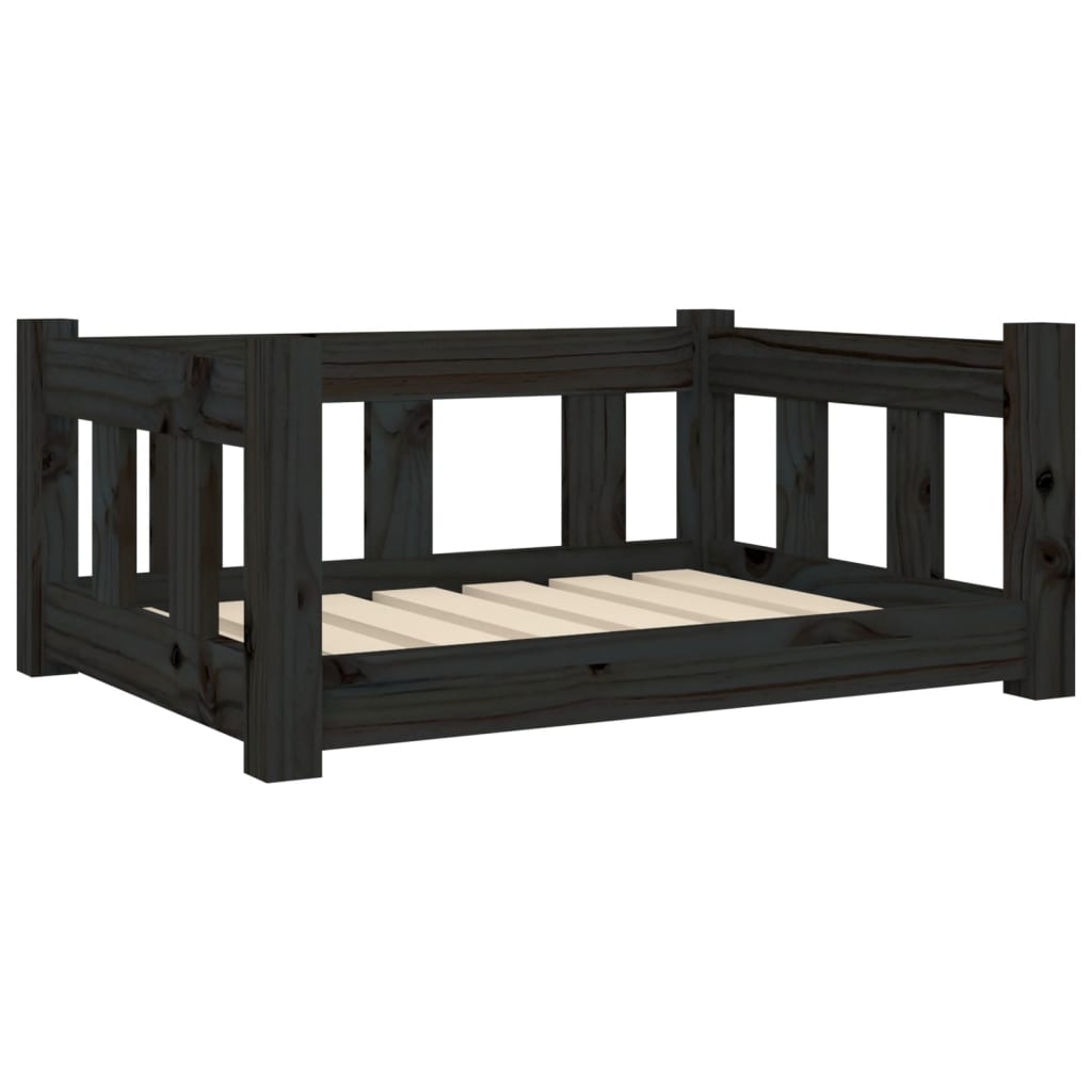 Dog bed, black, 65.5x50.5x28 cm, solid pine wood