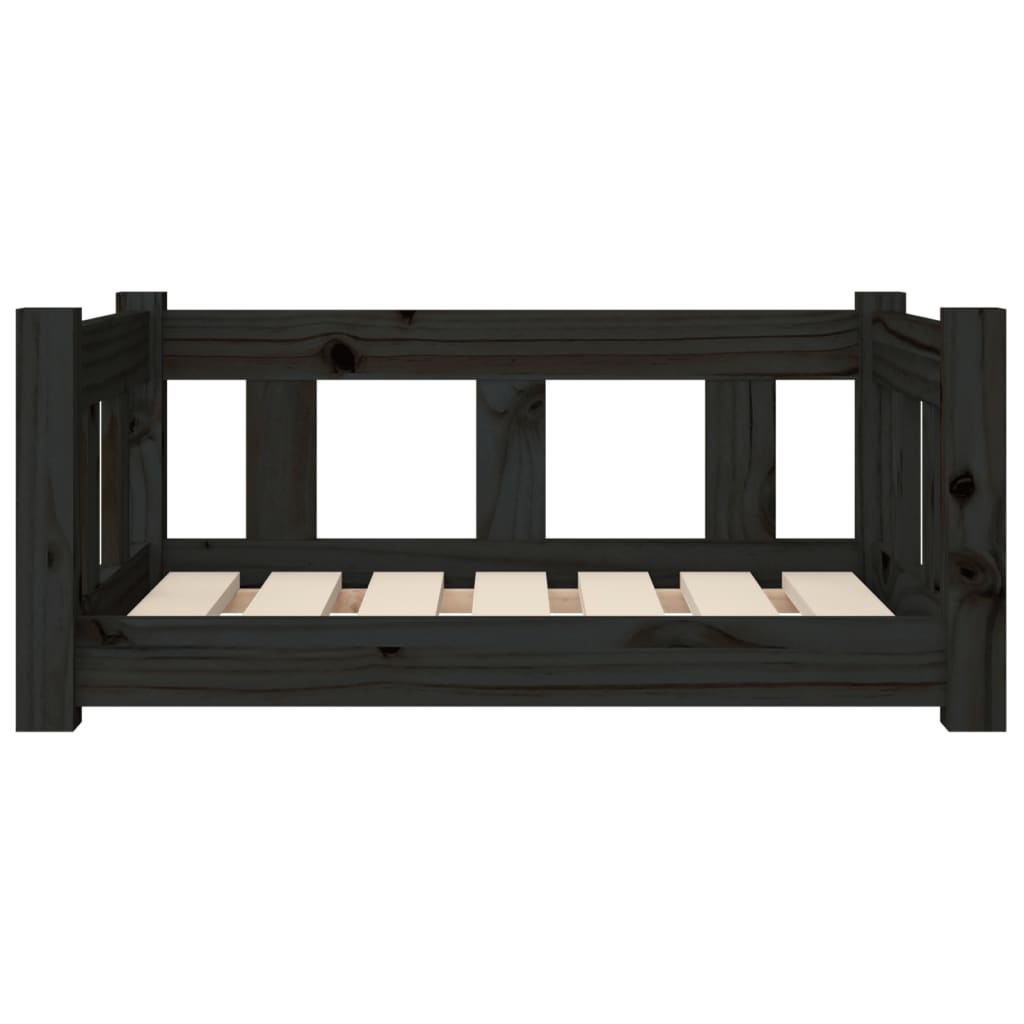 Dog bed, black, 65.5x50.5x28 cm, solid pine wood