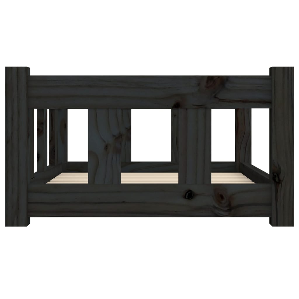 Dog bed, black, 65.5x50.5x28 cm, solid pine wood