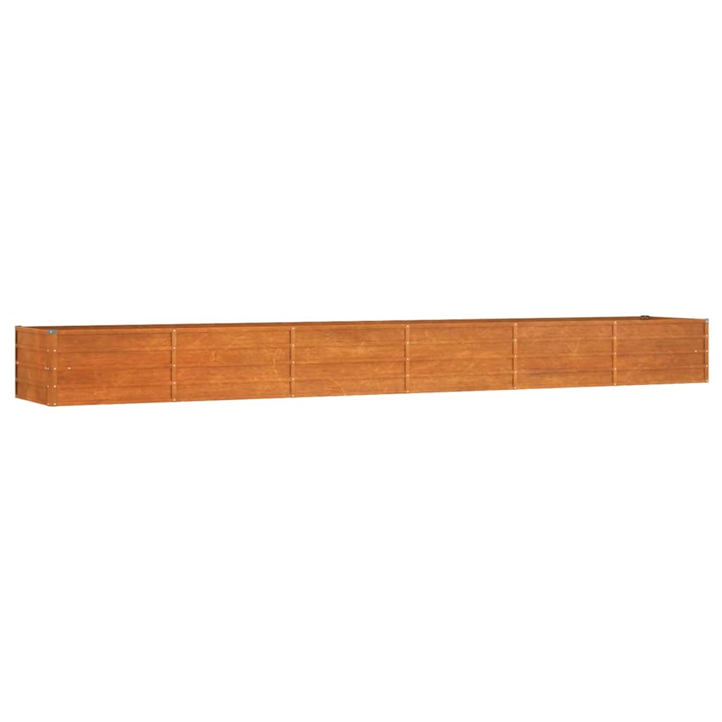 Strat înălțat de grădină, ruginiu, 480x80x45 cm, oțel corten