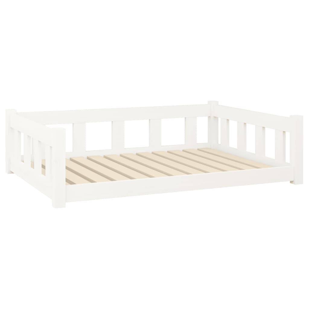 Dog bed, white, 105.5x75.5x28 cm, solid pine wood