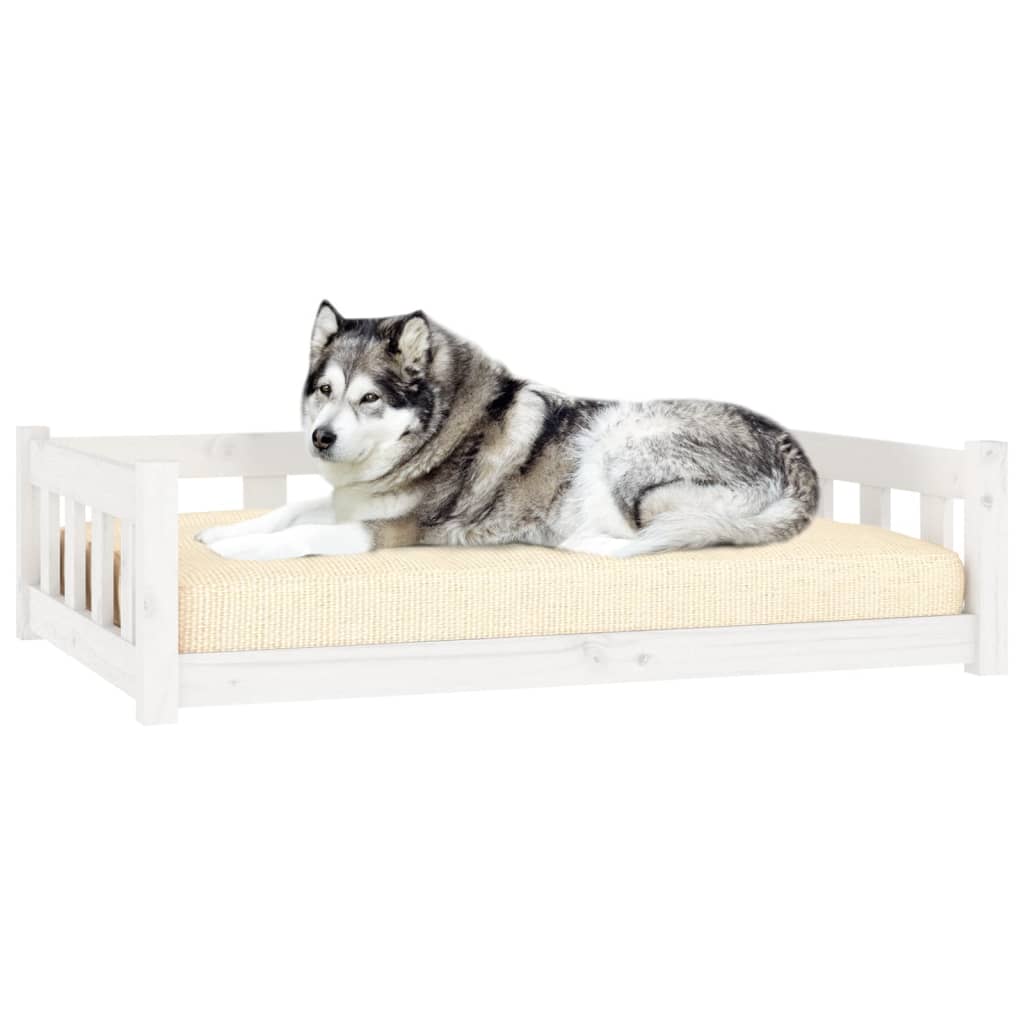 Dog bed, white, 105.5x75.5x28 cm, solid pine wood