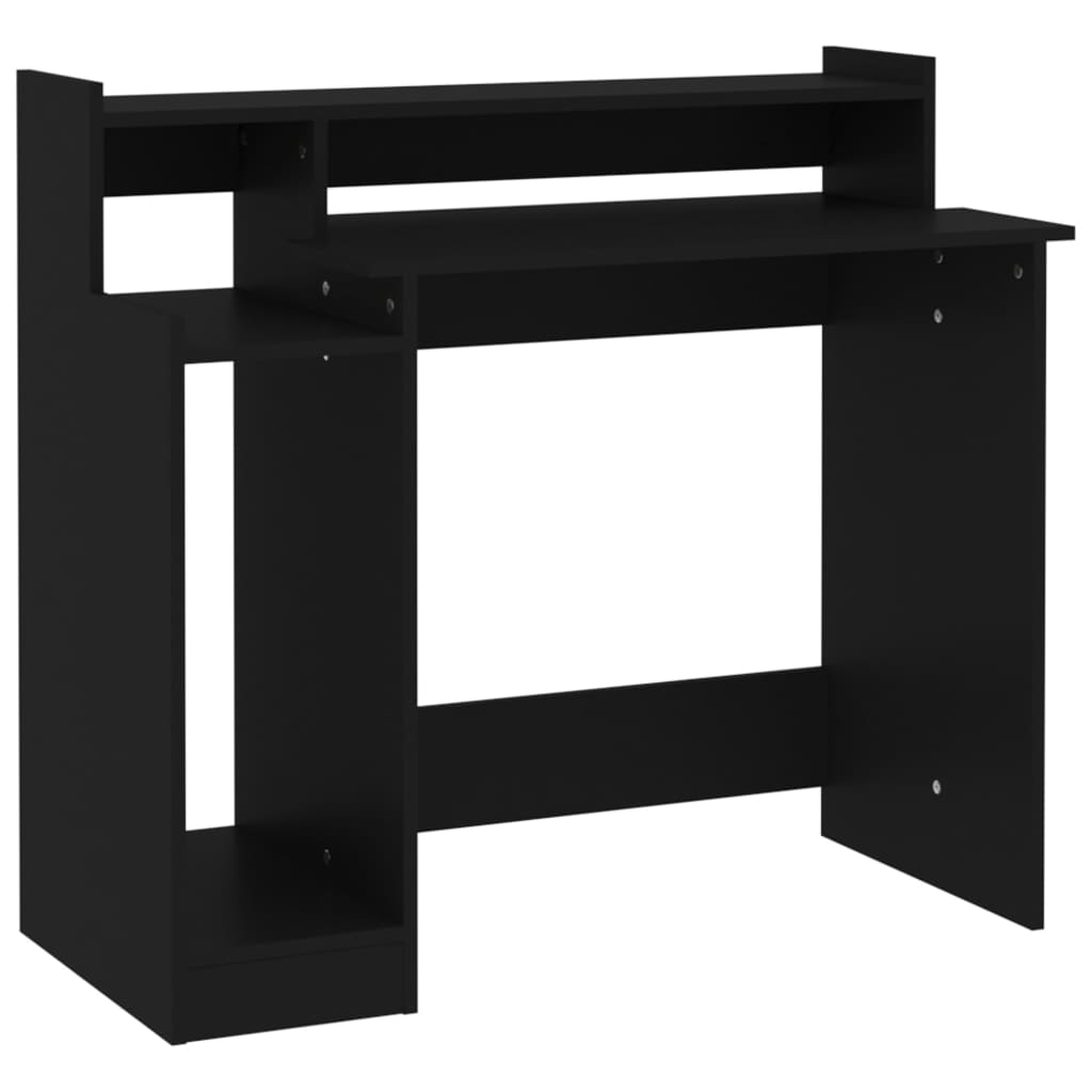 Desk with LED lights, black, 97x45x90 cm, processed wood