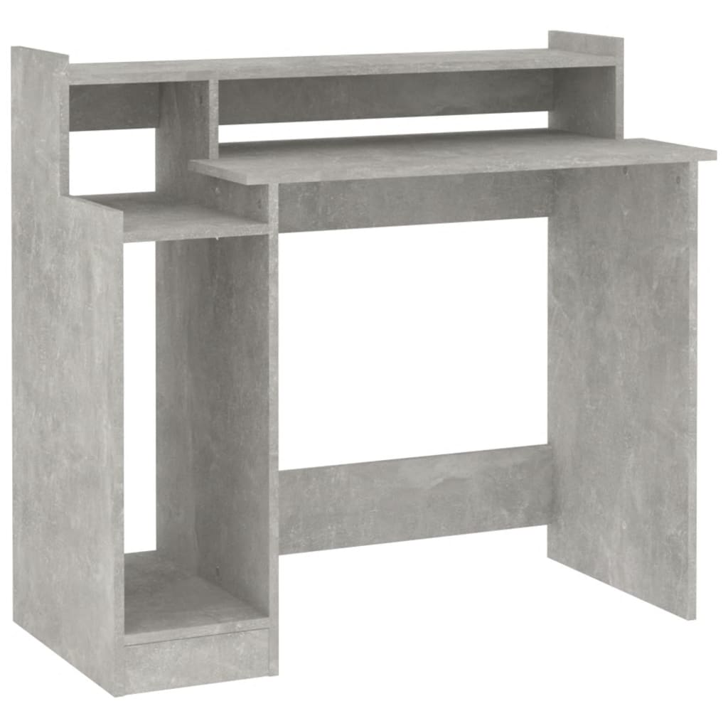 Desk with LED lights, concrete gray, 97x90x45 cm, composite wood