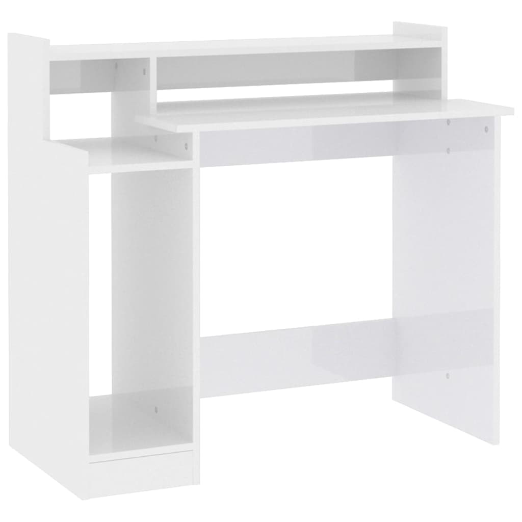 Desk with extra-glossy white LED lights 97x90x45 cm composite wood