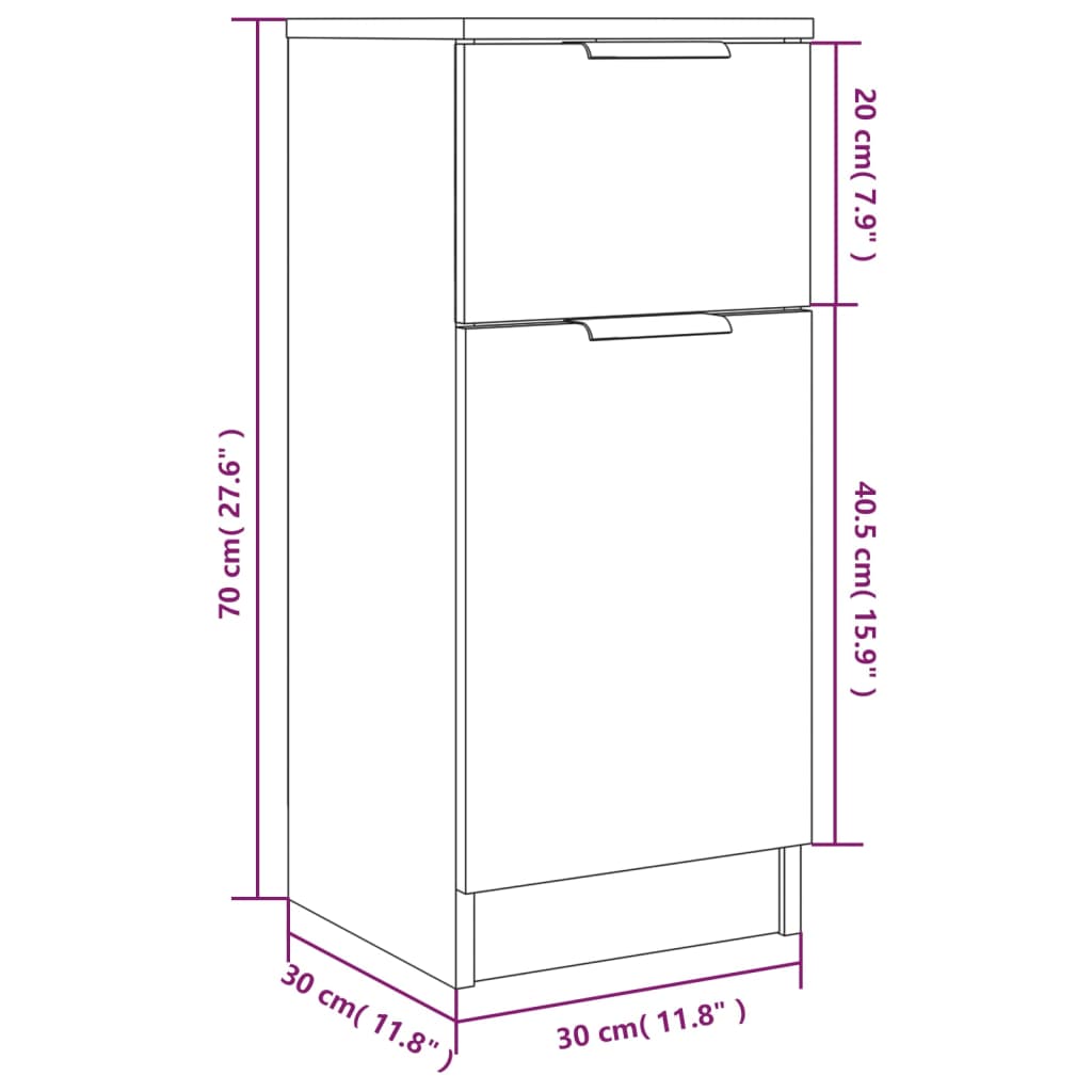 Sideboard, white, 30x30x70 cm, composite wood