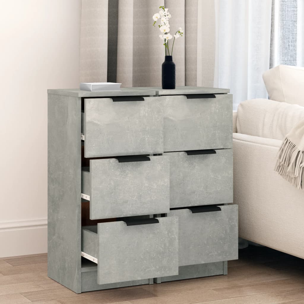 Dulapuri, 2 buc., gri beton, 30x30x70 cm, lemn compozit