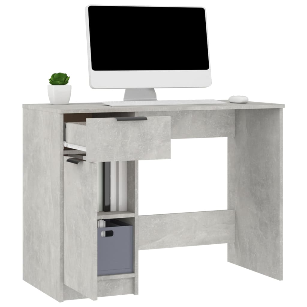 Desk, concrete gray, 100x50x75 cm, processed wood