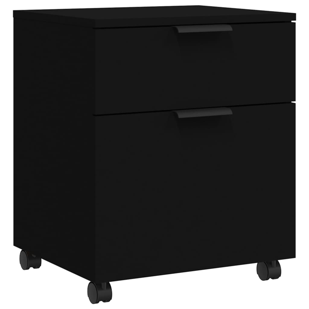File cabinet with wheels, black, 45x38x54 cm, processed wood