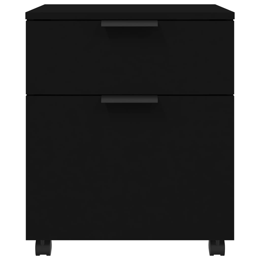 File cabinet with wheels, black, 45x38x54 cm, processed wood