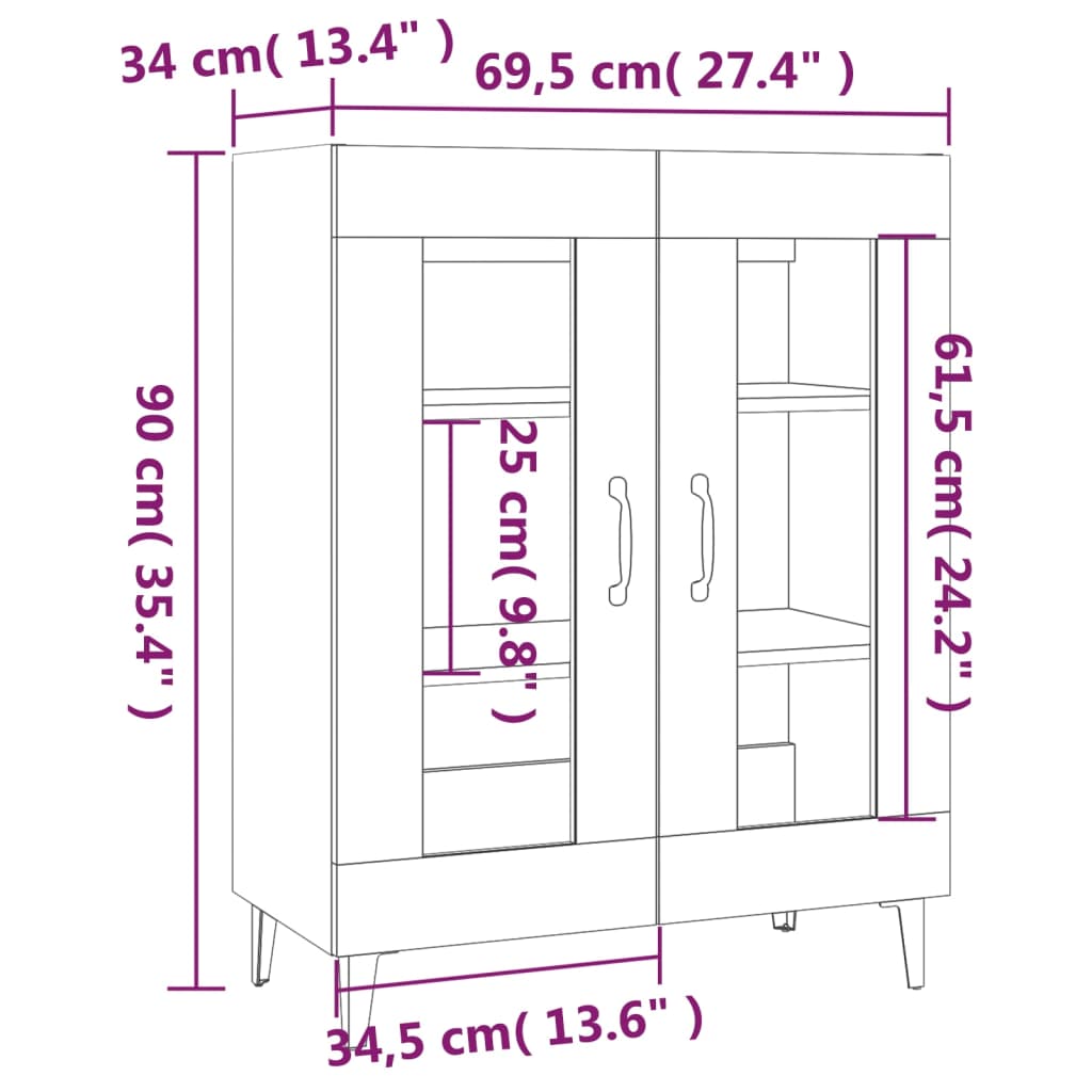 Dulap, alb, 69,5x34x90 cm, lemn compozit