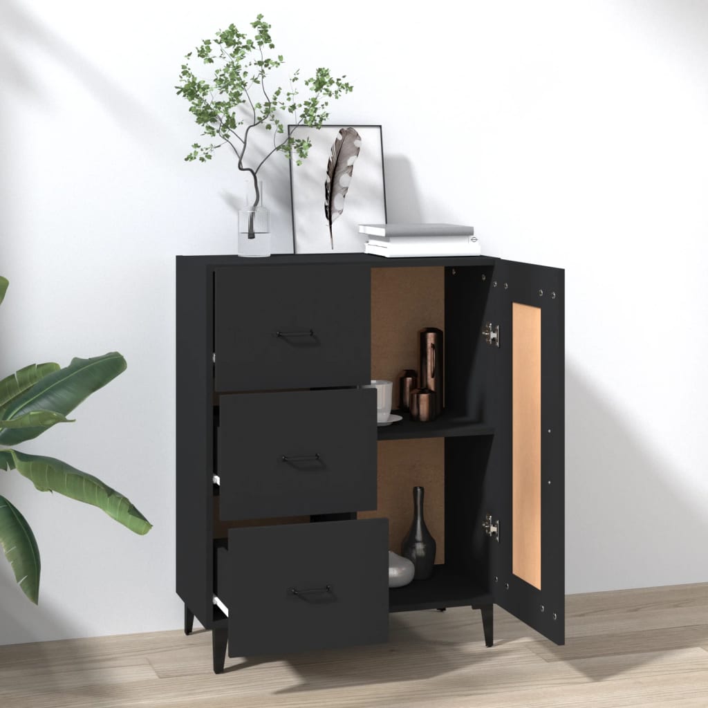 Dulap, negru, 69,5x34x90 cm, lemn prelucrat