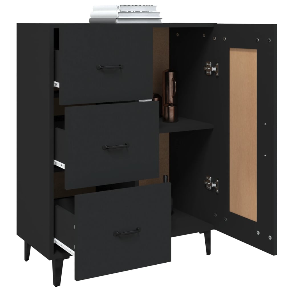 Dulap, negru, 69,5x34x90 cm, lemn prelucrat