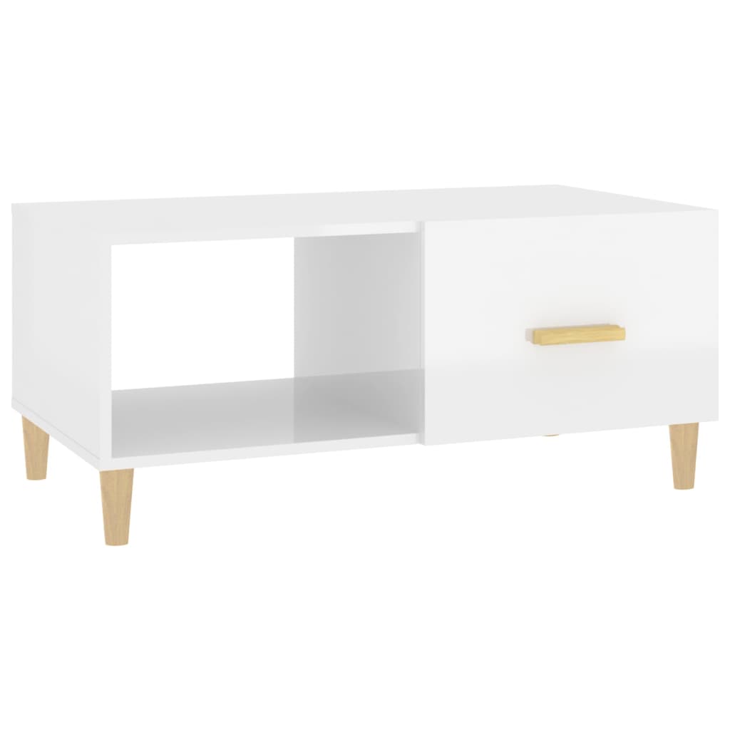 Coffee table, glossy white, 89.5x50x40 cm, processed wood