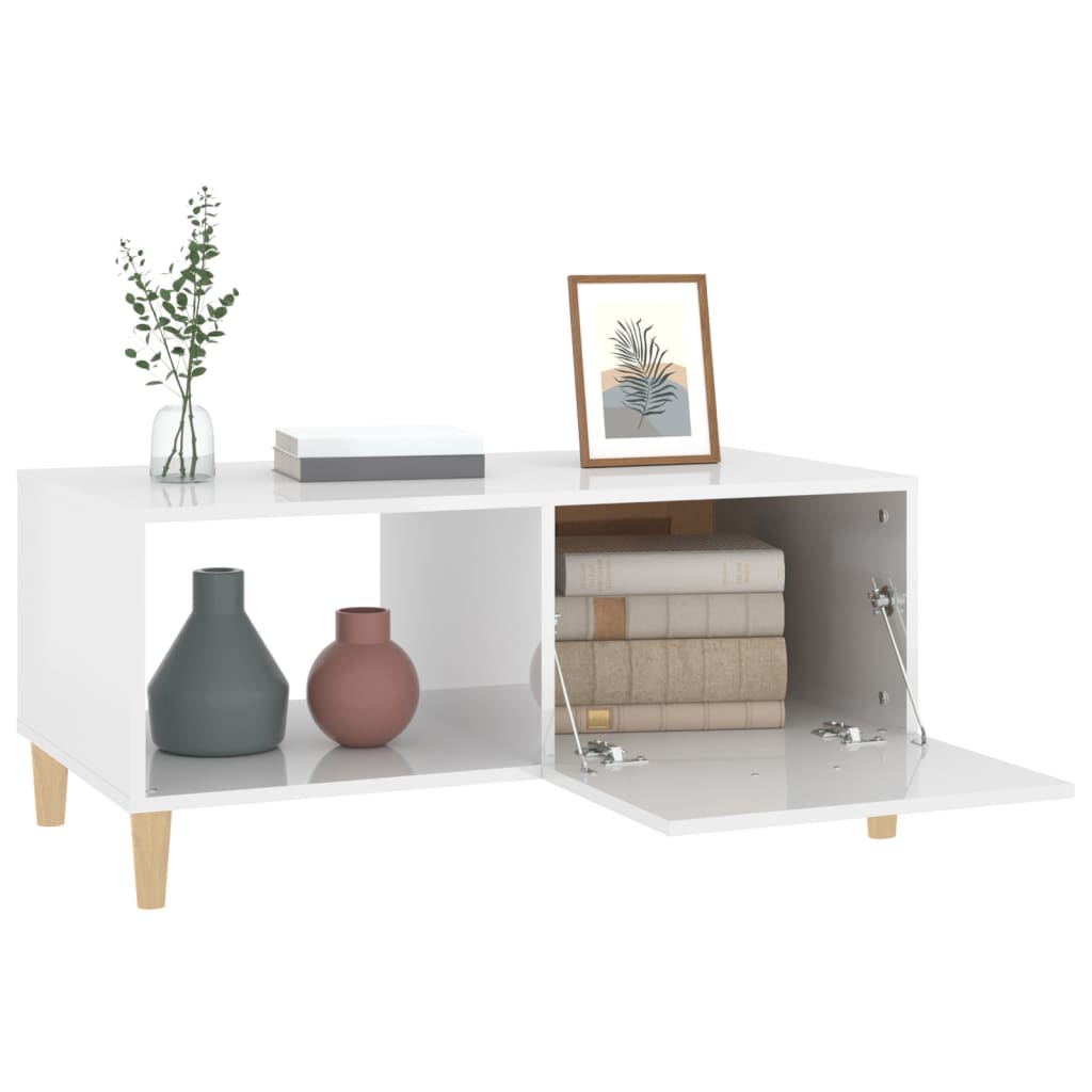 Coffee table, glossy white, 89.5x50x40 cm, processed wood