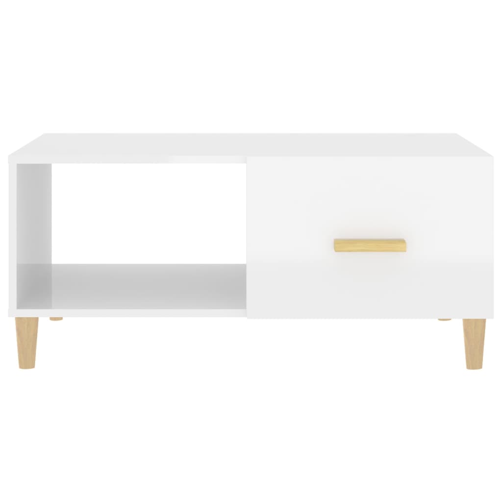 Coffee table, glossy white, 89.5x50x40 cm, processed wood