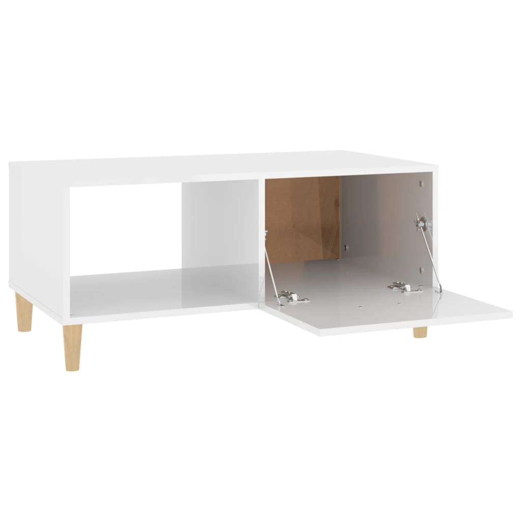 Coffee table, glossy white, 89.5x50x40 cm, processed wood