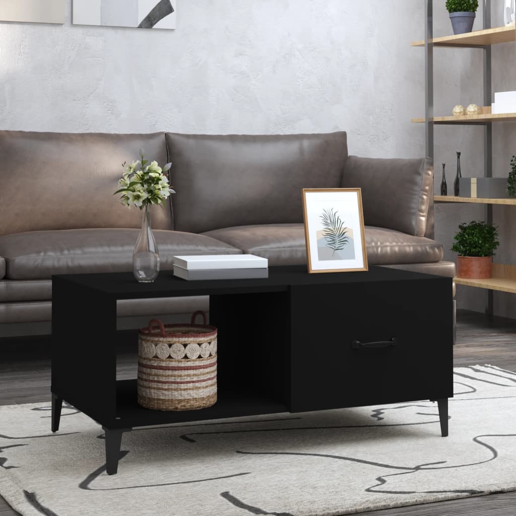 Coffee table, black, 90x50x40 cm, processed wood