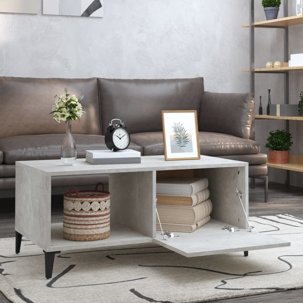 Coffee table, concrete gray, 90x50x40 cm, processed wood