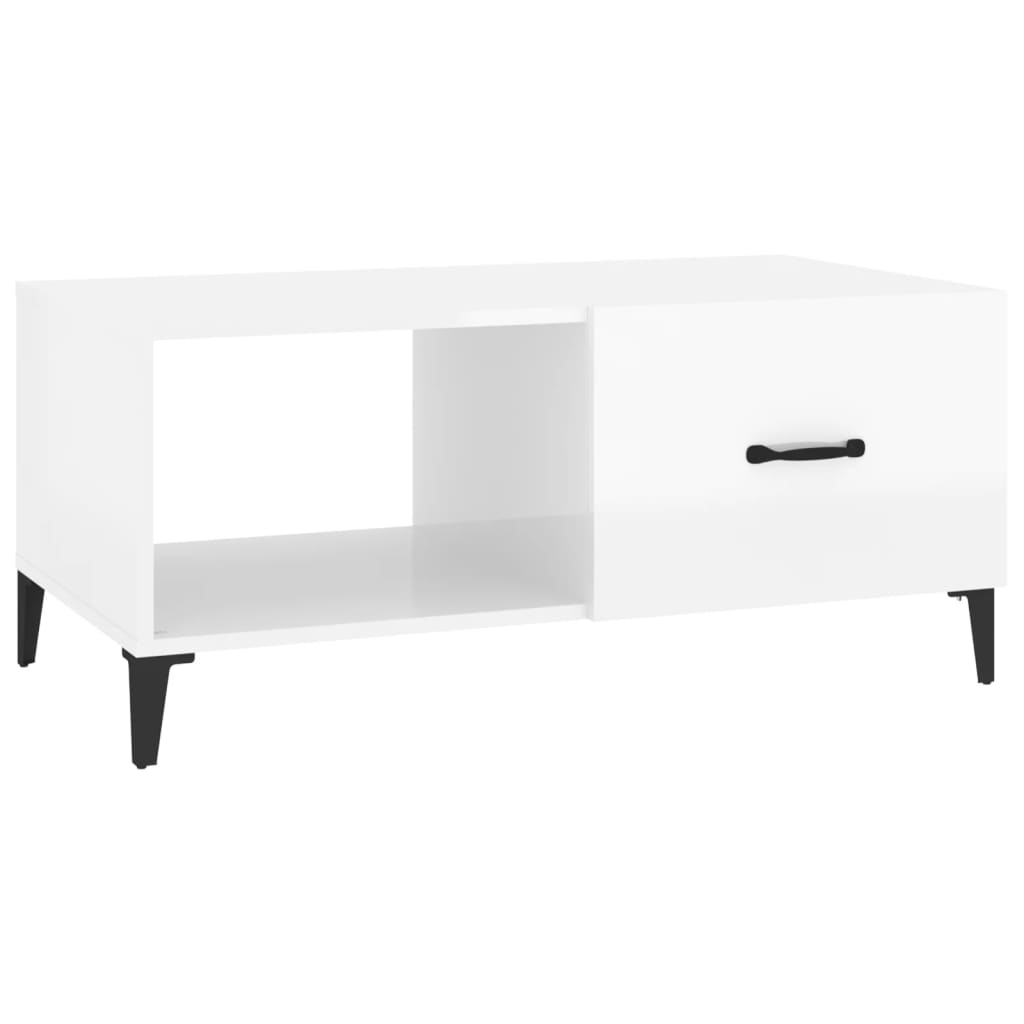 Coffee table, glossy white, 90x50x40 cm, composite wood