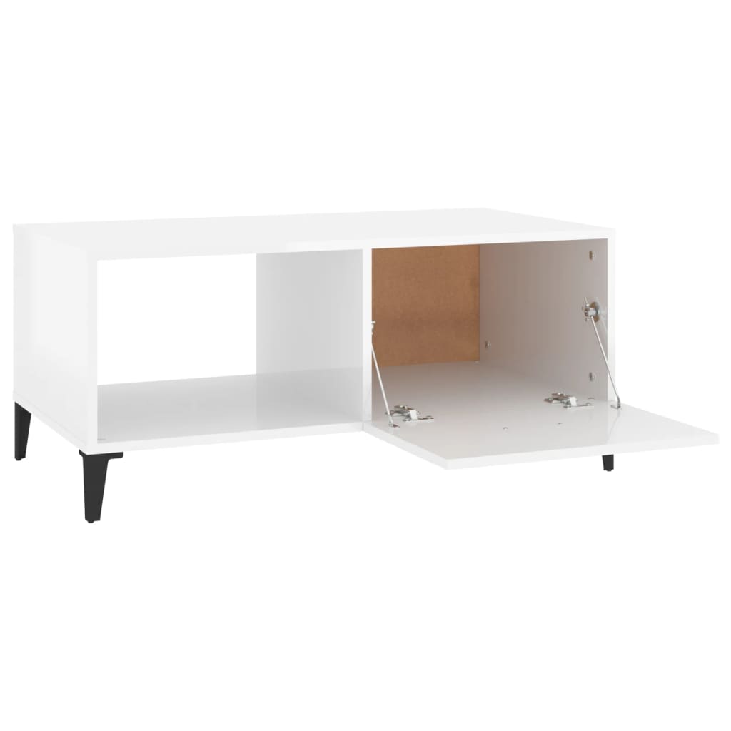 Coffee table, glossy white, 90x50x40 cm, composite wood