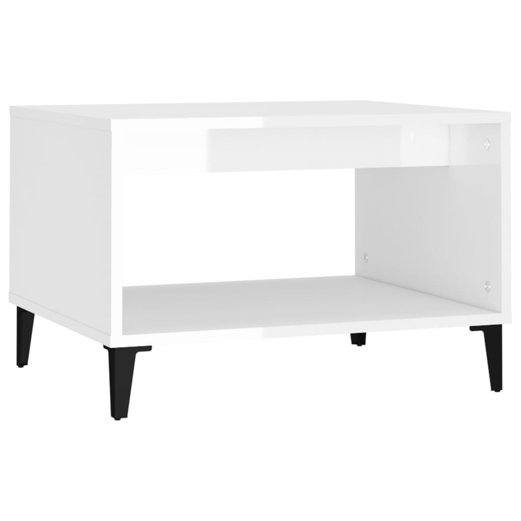 Coffee table, glossy white, 160x50x40 cm, processed wood