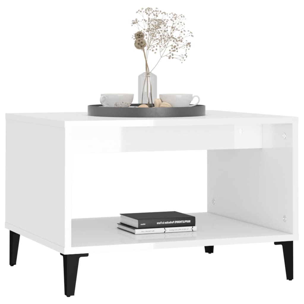Coffee table, glossy white, 160x50x40 cm, processed wood
