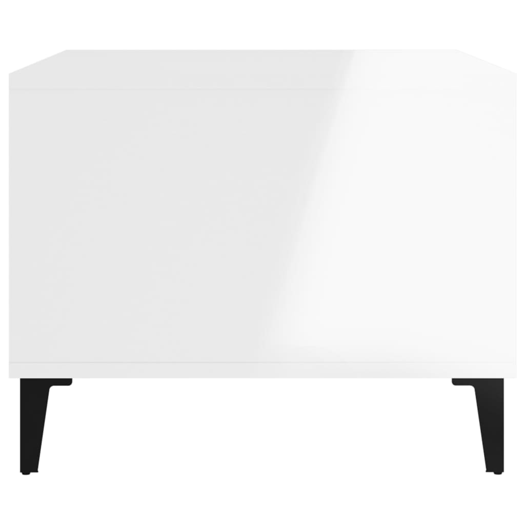 Coffee table, glossy white, 160x50x40 cm, processed wood