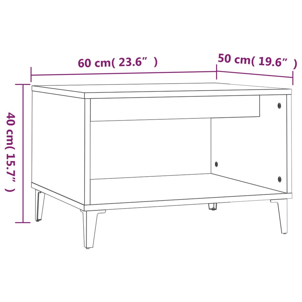 Coffee table, glossy white, 160x50x40 cm, processed wood