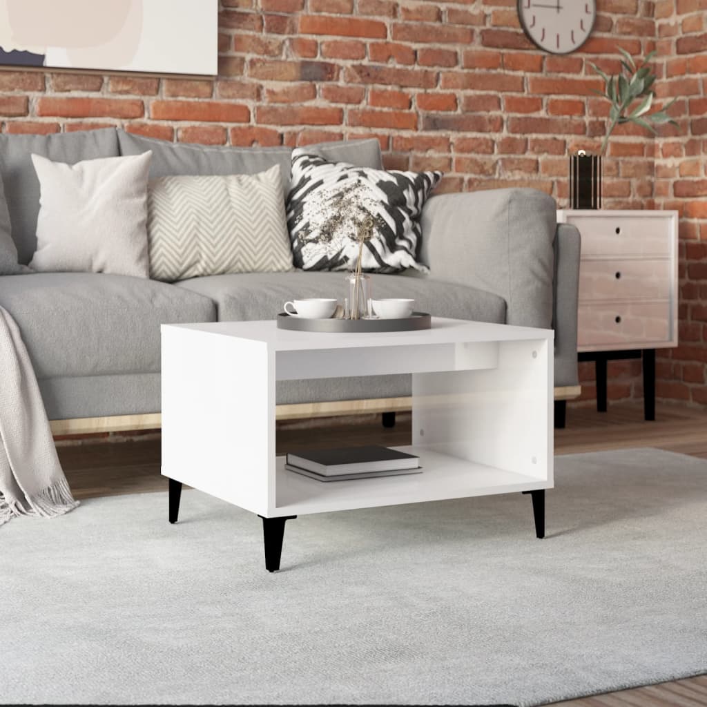 Coffee table, glossy white, 160x50x40 cm, processed wood