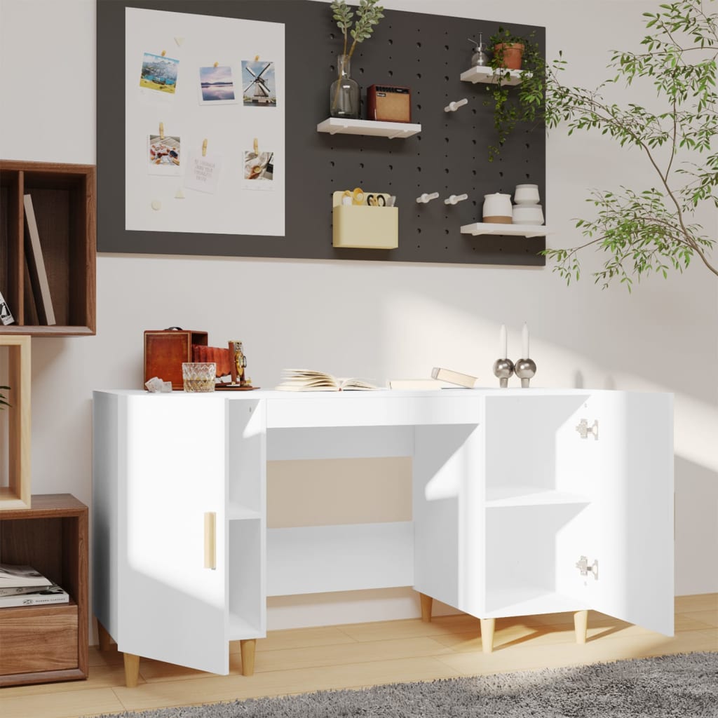 Desk, white, 140x50x75 cm, composite wood