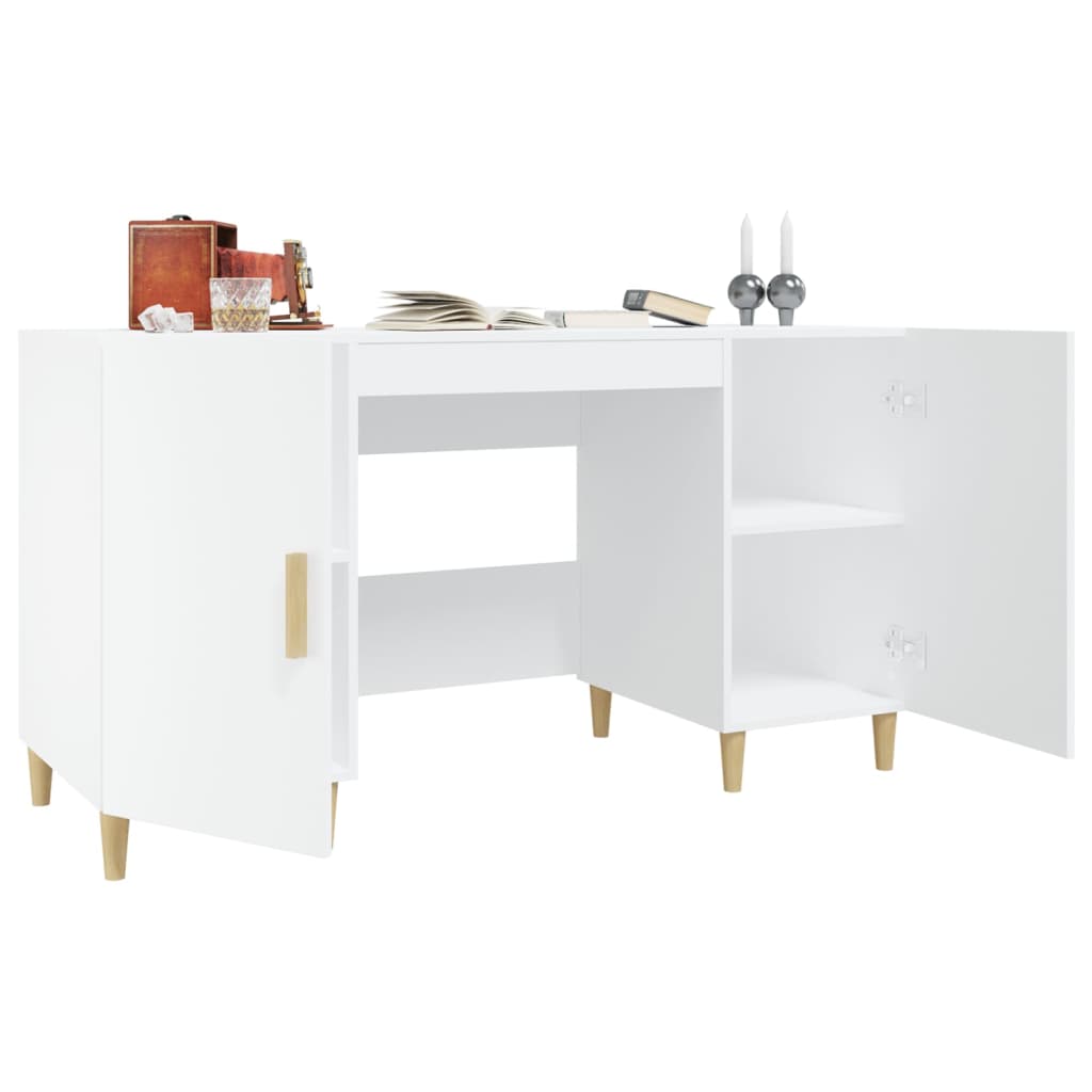 Desk, white, 140x50x75 cm, composite wood