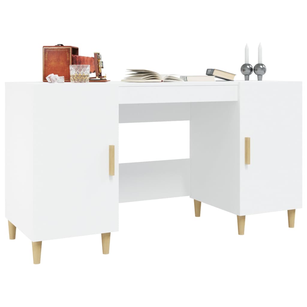 Desk, white, 140x50x75 cm, composite wood