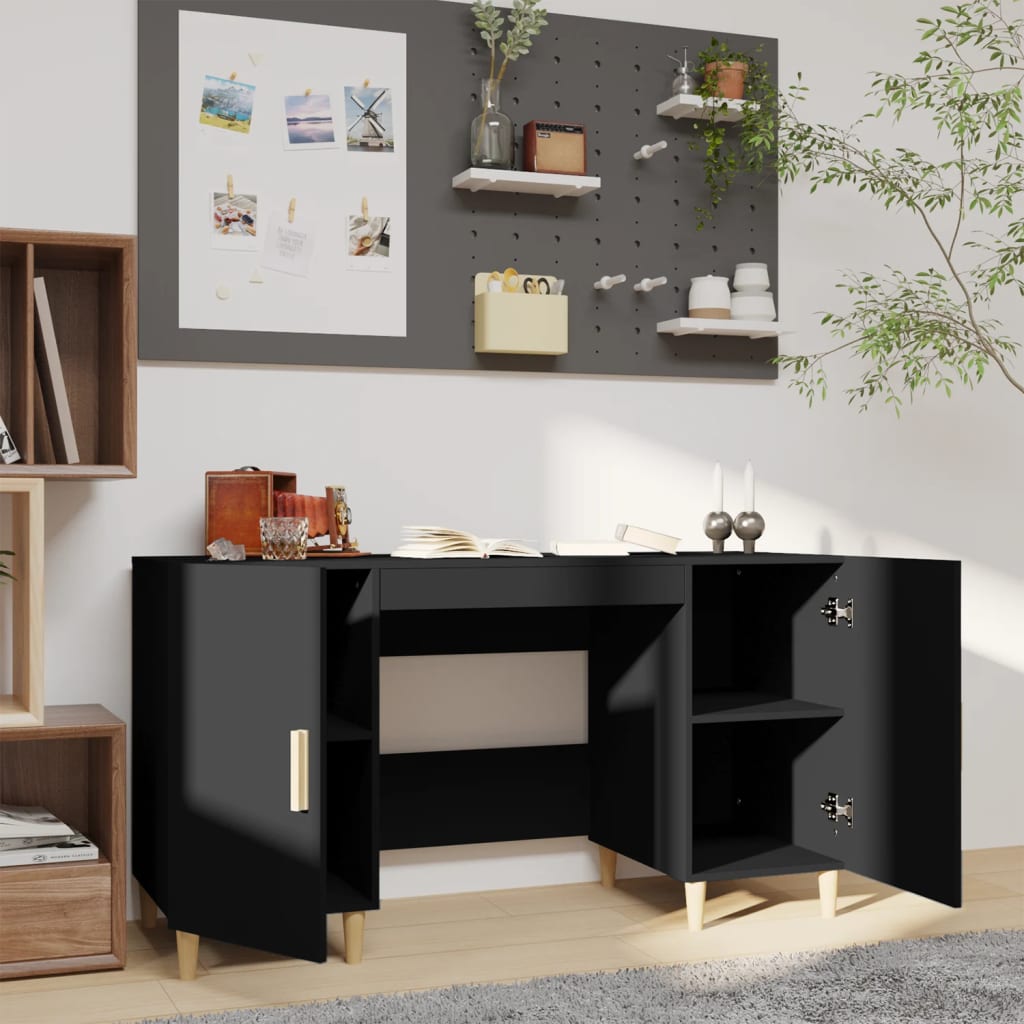 Desk, black, 140x50x75 cm, composite wood