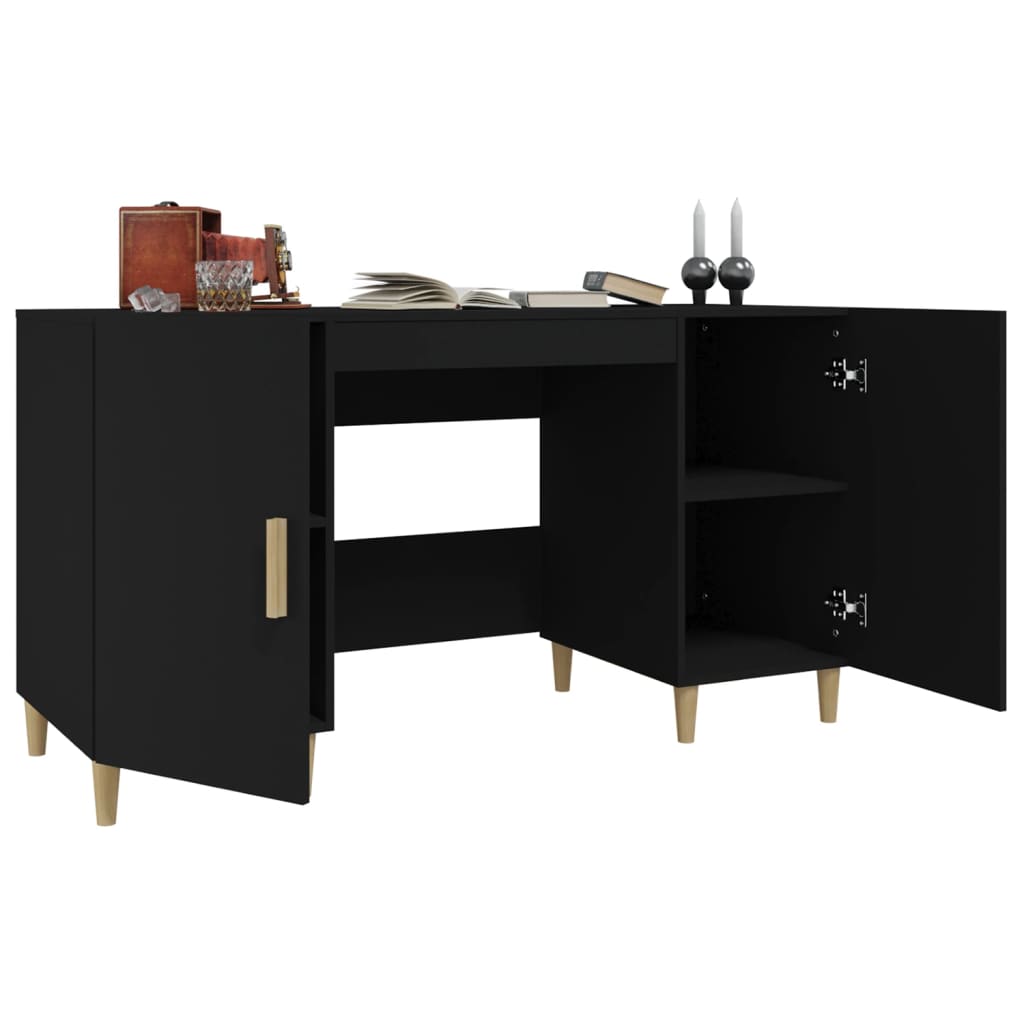 Desk, black, 140x50x75 cm, composite wood
