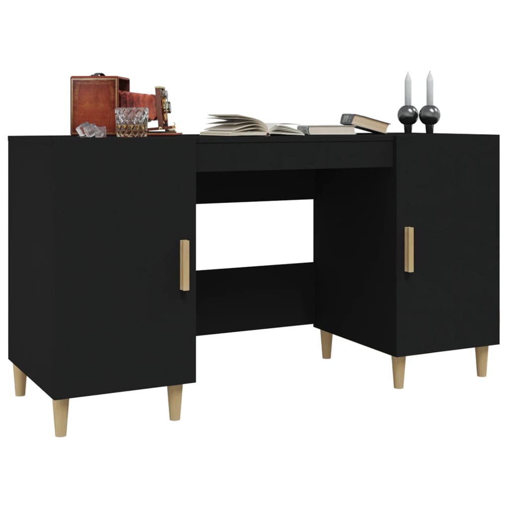 Desk, black, 140x50x75 cm, composite wood